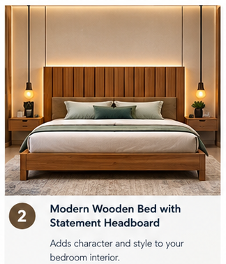 Bed with statement headboard