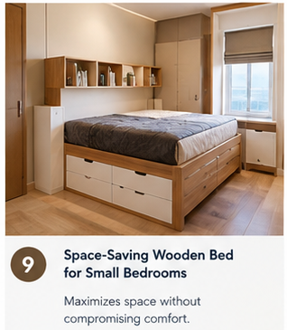 9. Space-Saving Wooden Bed for Small Bedrooms
